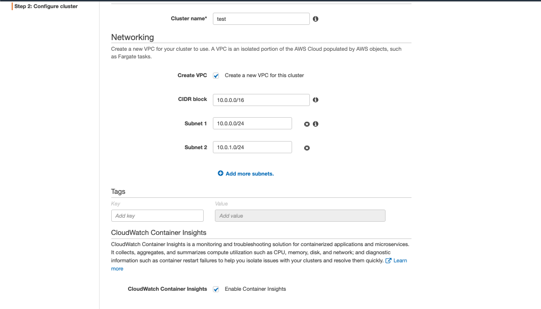 Create ECS cluster