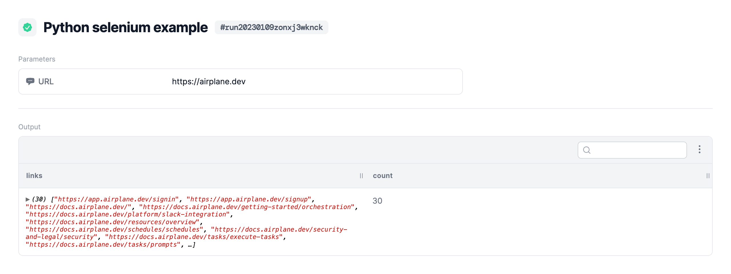 Template for Python selenium example