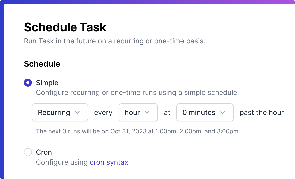 schedules screenshot